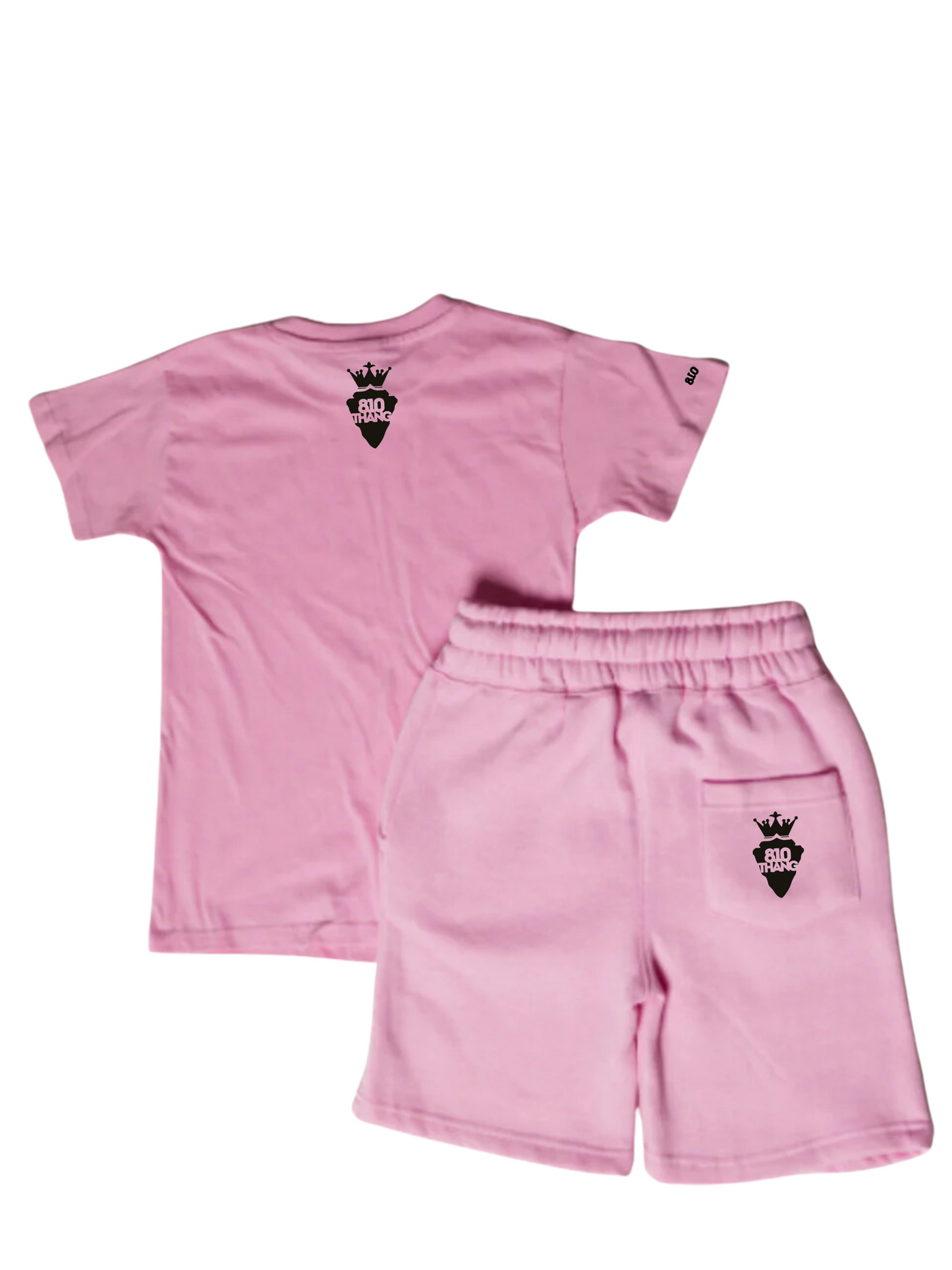 Kids Flint Short Set with black print.