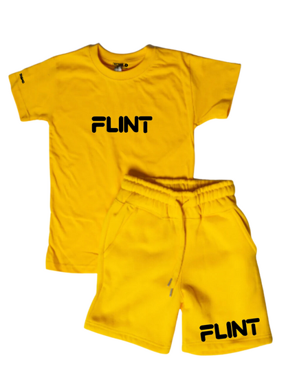 Kids Flint Short Set with black print.