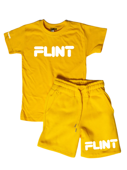 Kids Flint Short Set with white print.