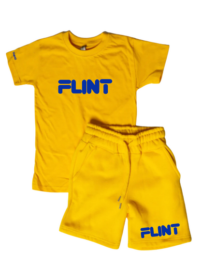 Kids Flint Short Set with blue print.