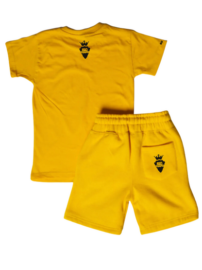 Kids Flint Short Set with black print.