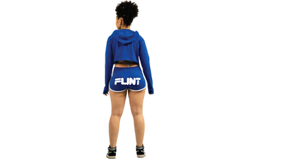 Ladie Blue Flint Crop Top Short Set