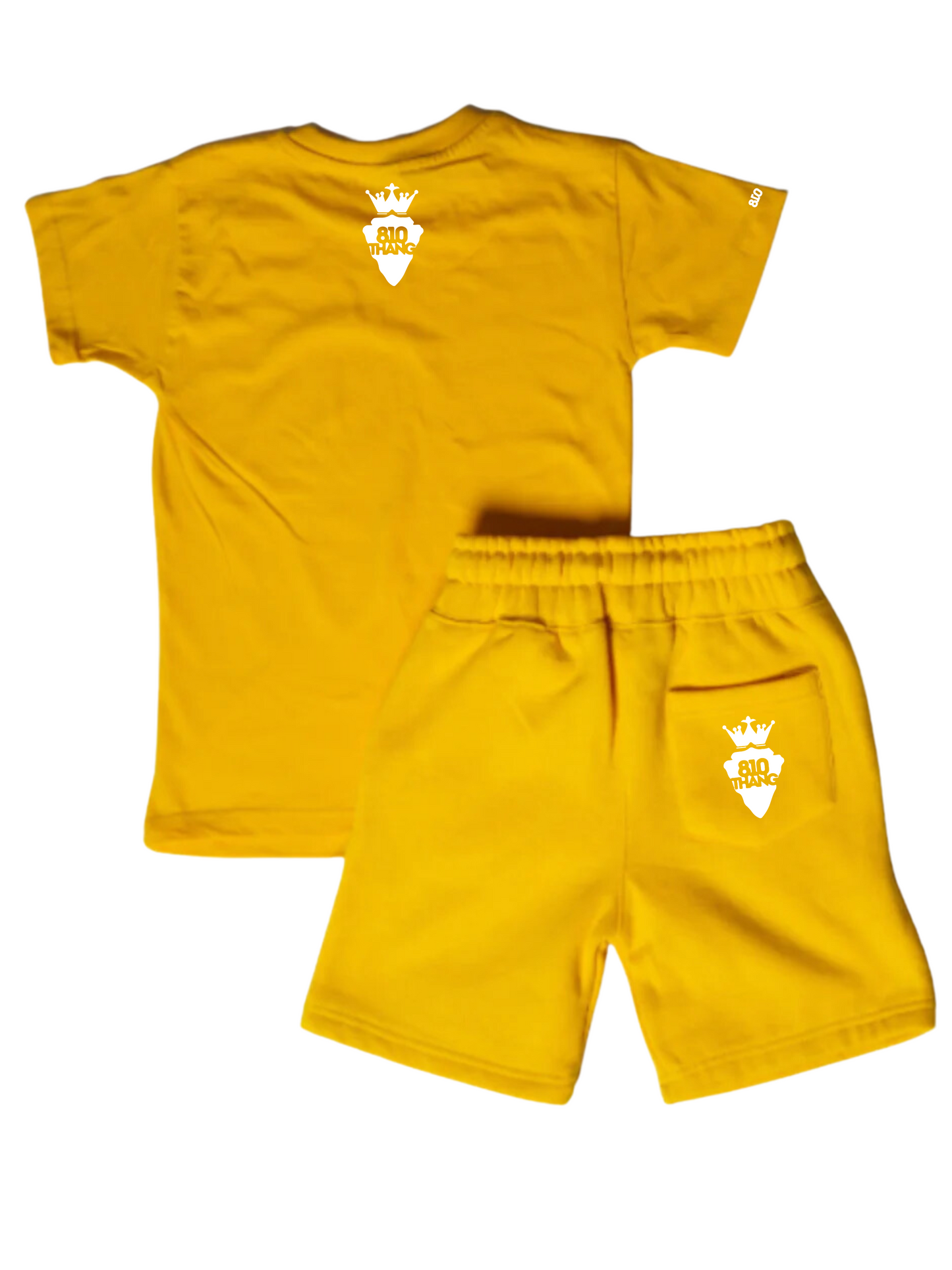 Kids Flint Short Set with white print.