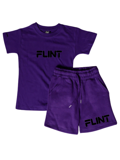 Kids Flint Short Set with black print.