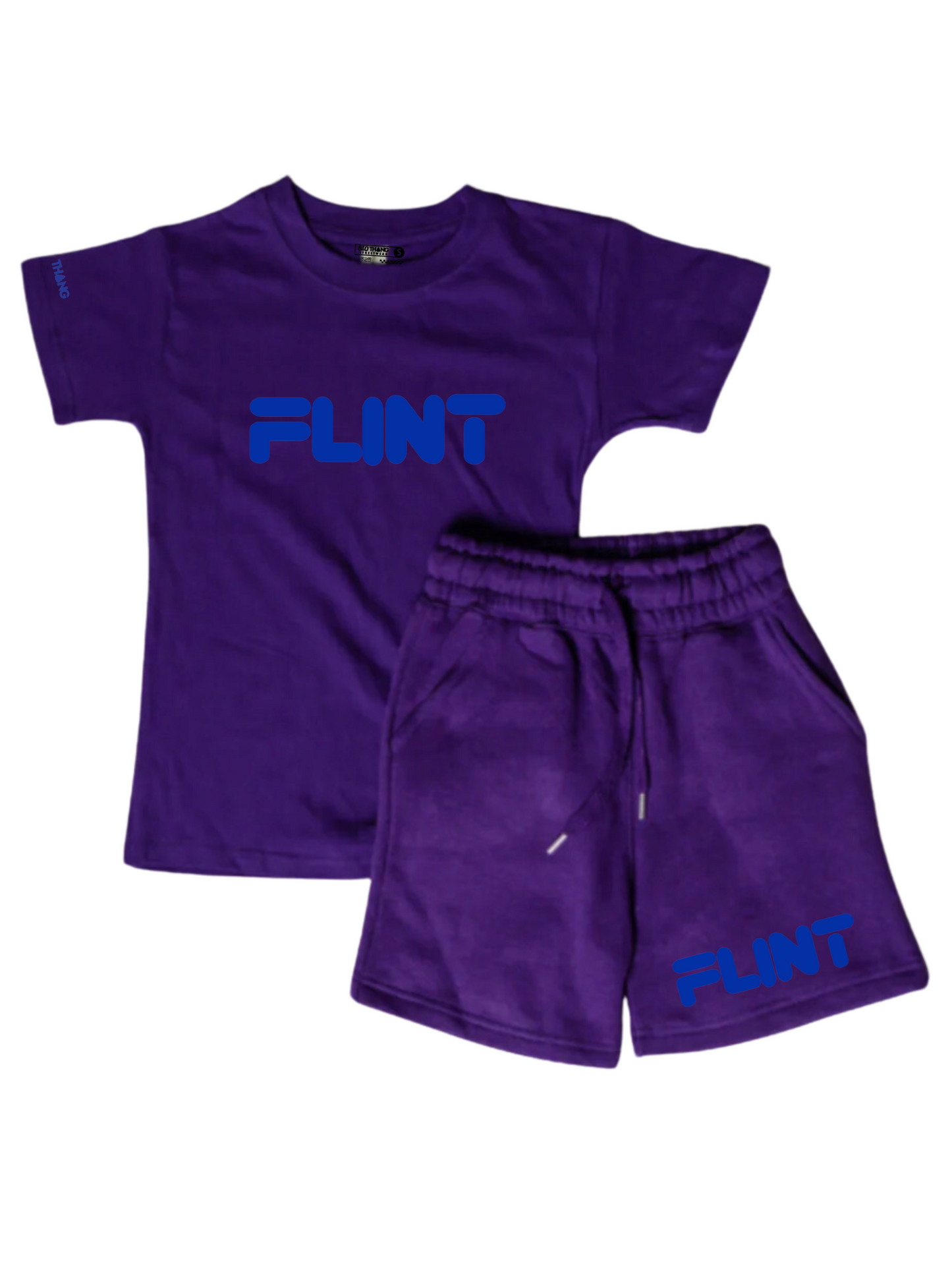 Kids Flint Short Set with blue print.