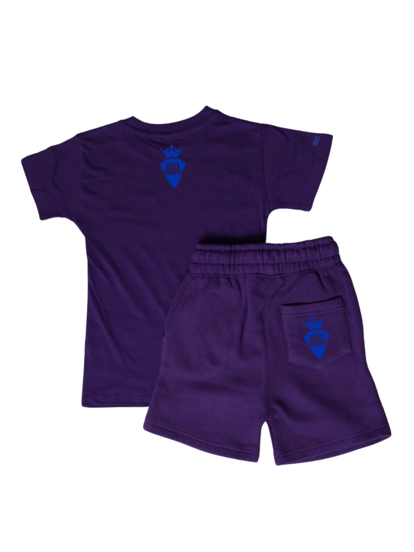 Kids Flint Short Set with blue print.