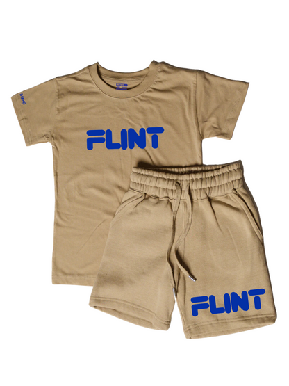 Kids Flint Short Set with blue print.