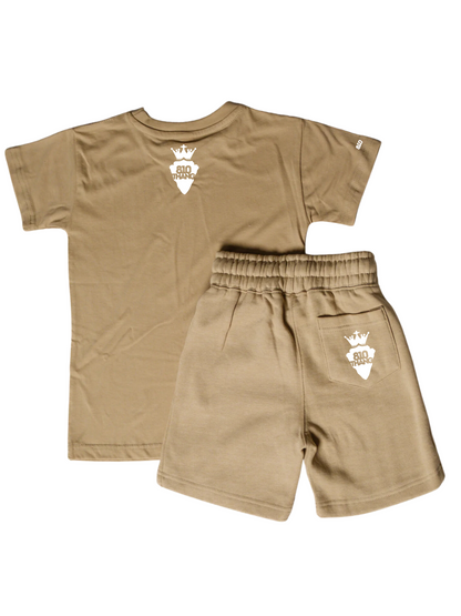 Kids Flint Short Set with white print.