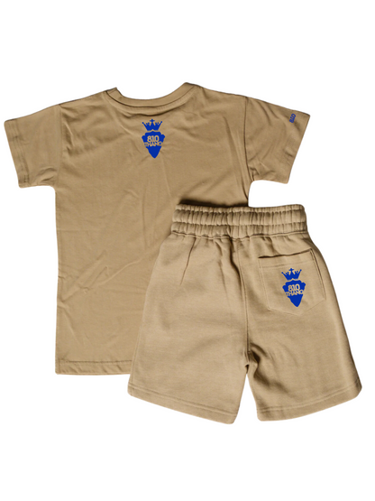 Kids Flint Short Set with blue print.