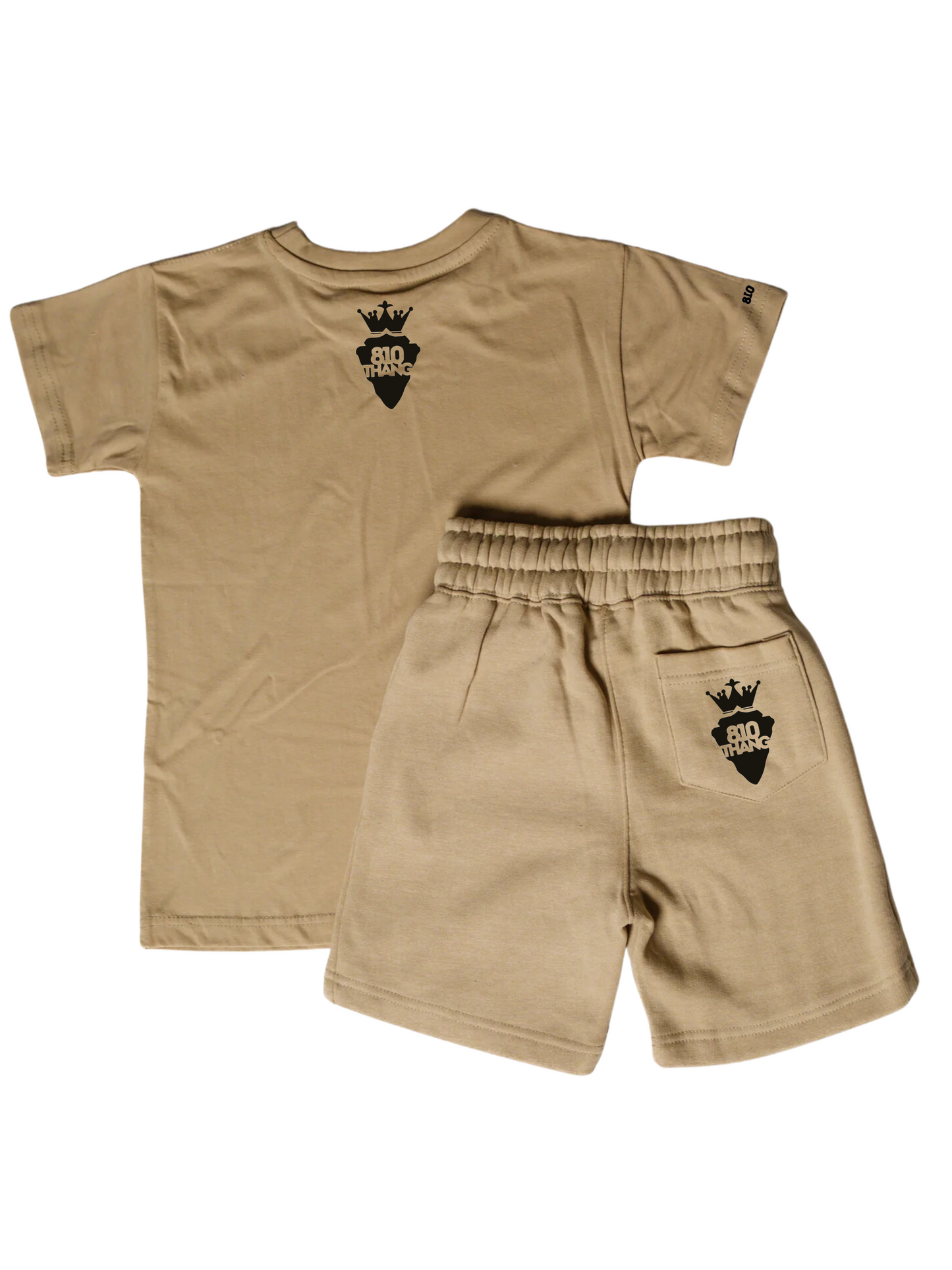 Kids Flint Short Set with black print.