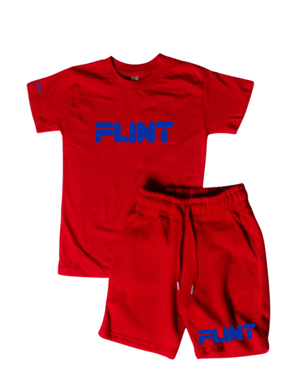 Kids Flint Short Set with blue print.