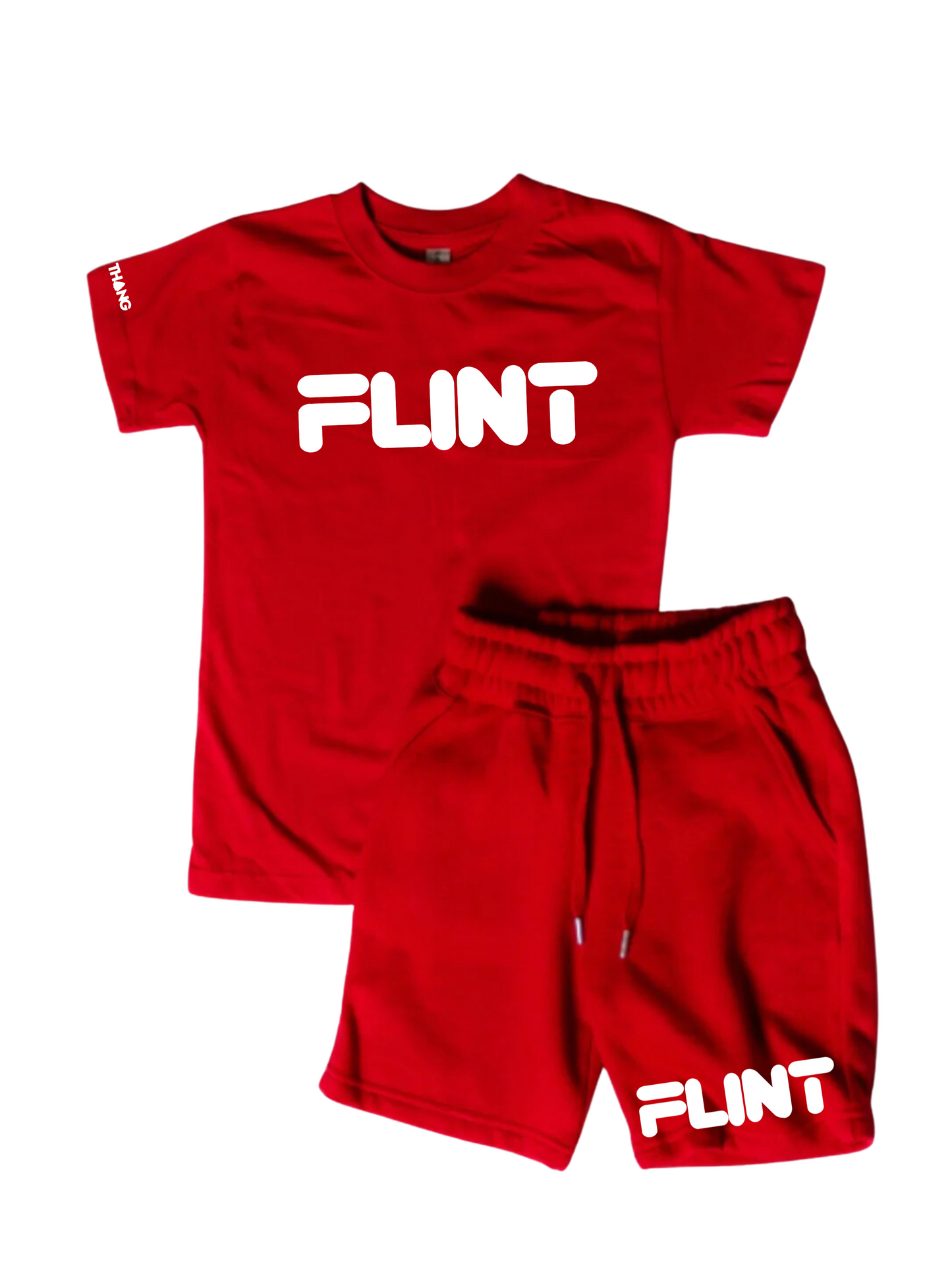 Kids Flint Short Set with white print.