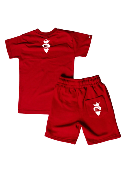 Kids Flint Short Set with white print.