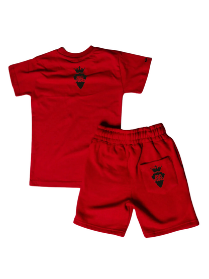 Kids Flint Short Set with black print.