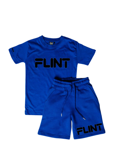 Kids Flint Short Set with black print.