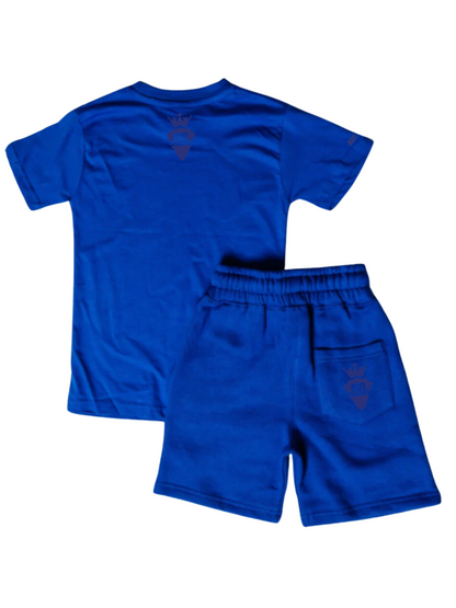 Kids Flint Short Set with blue print.