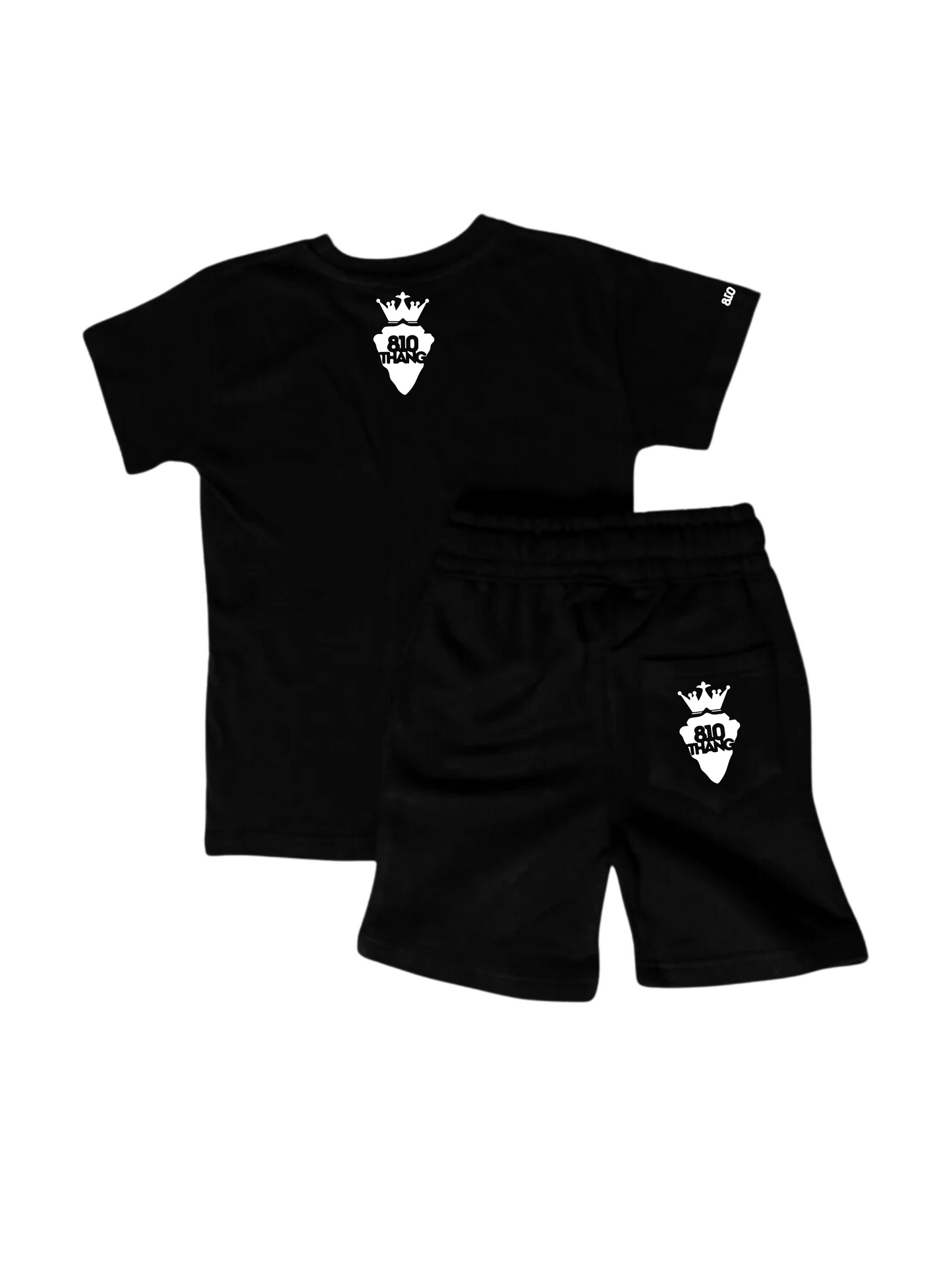 Kids Flint Short Set with white print.