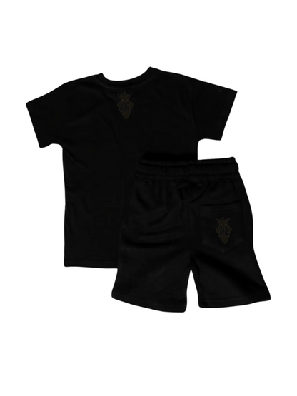 Kids Flint Short Set with black print.