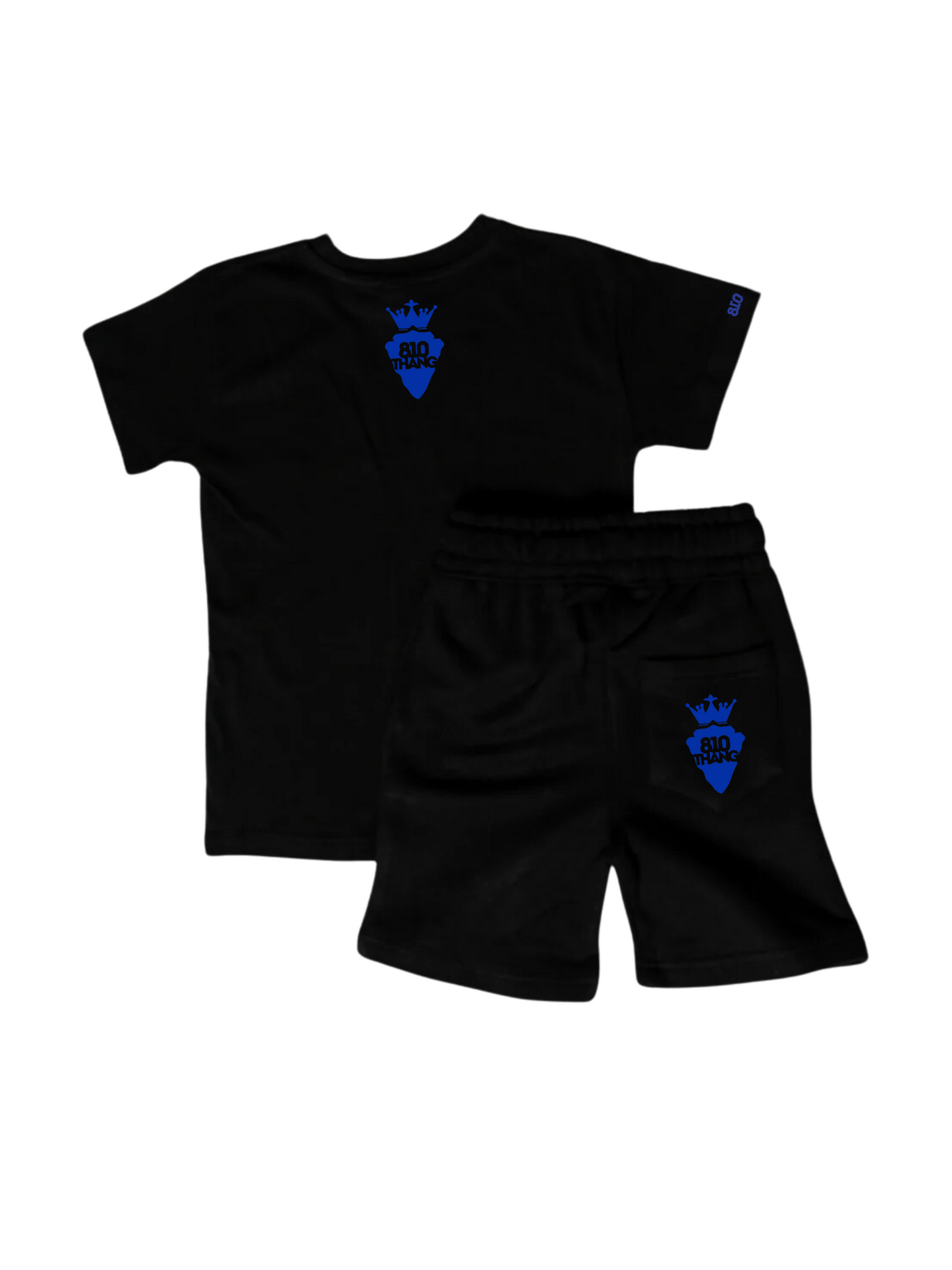 Kids Flint Short Set with blue print.