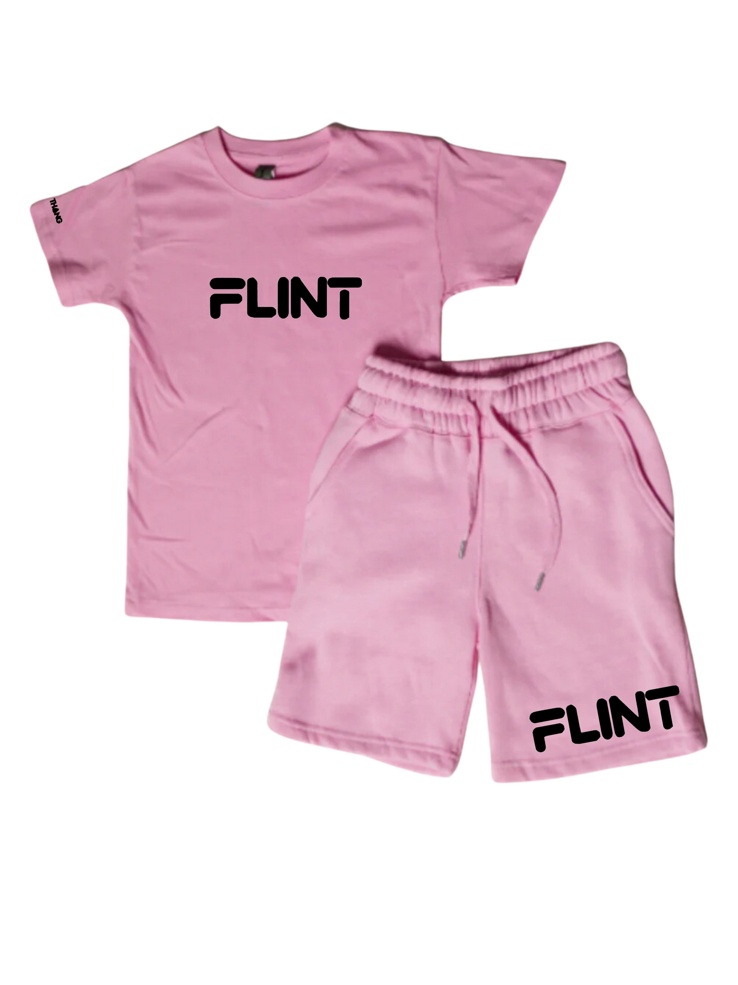 Kids Flint Short Set with black print.