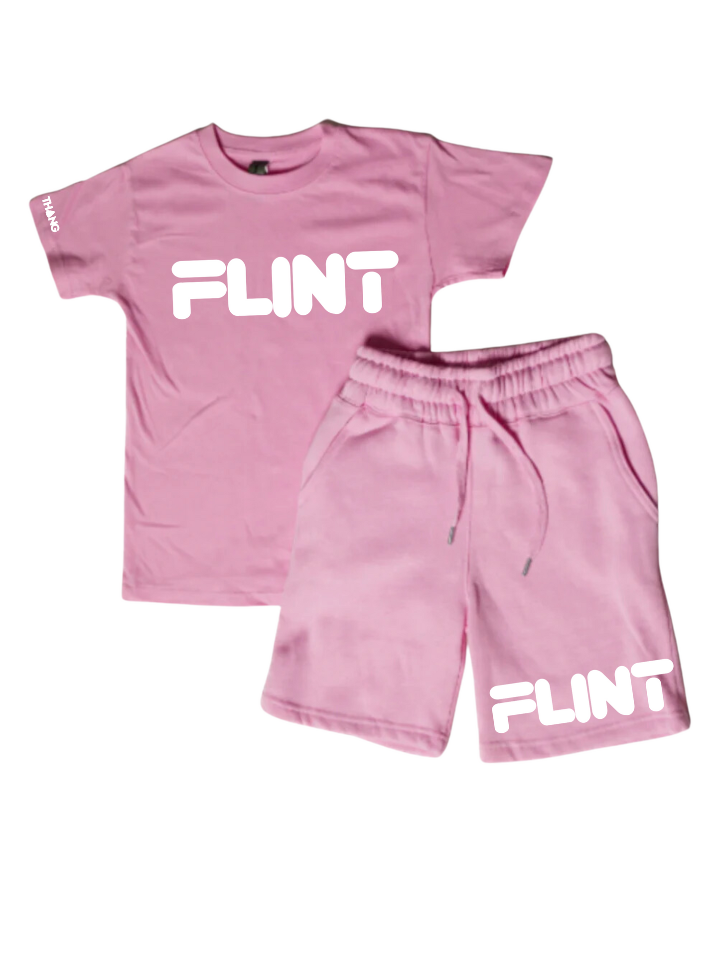 Kids Flint Short Set with white print.