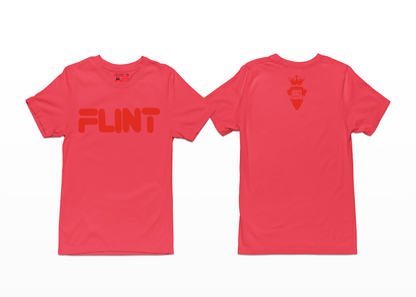 Premium Unisex Flint Short Sleeve T-Shirt. Red print