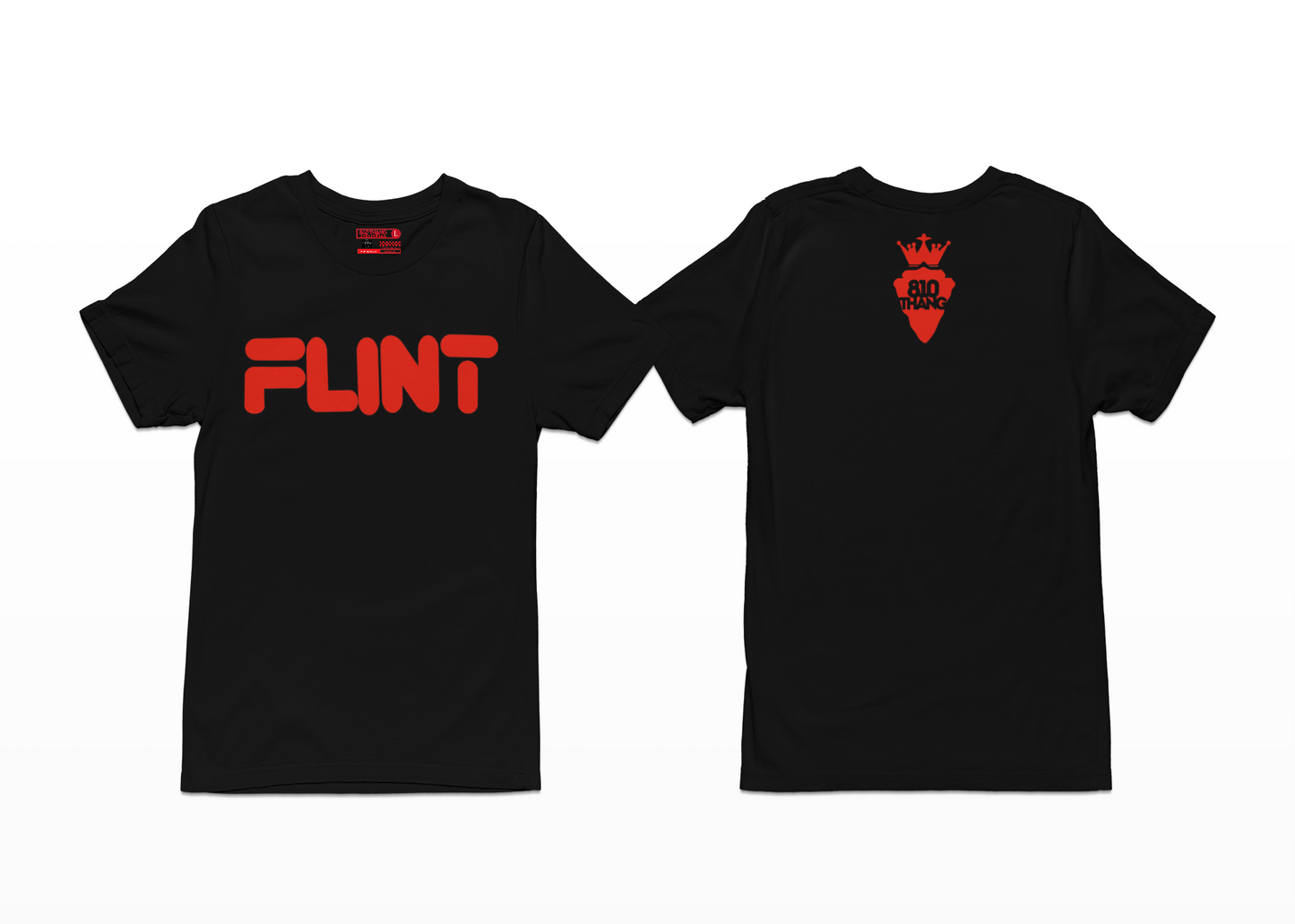 Premium Unisex Flint Short Sleeve T-Shirt. Red print