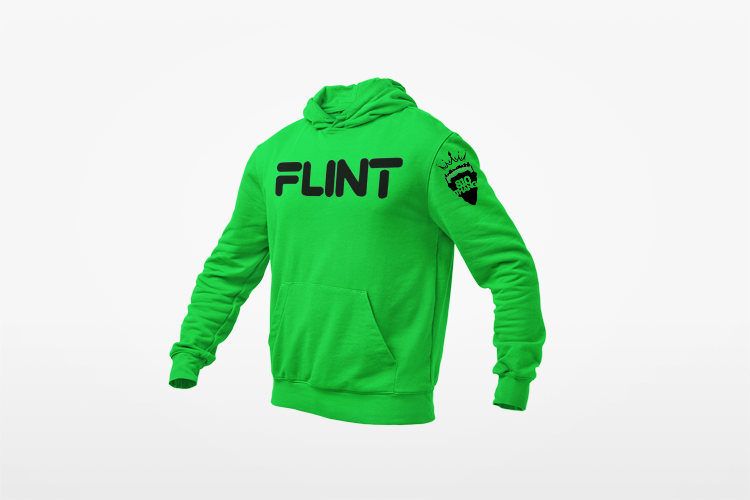 Flint Hoodies with black print.