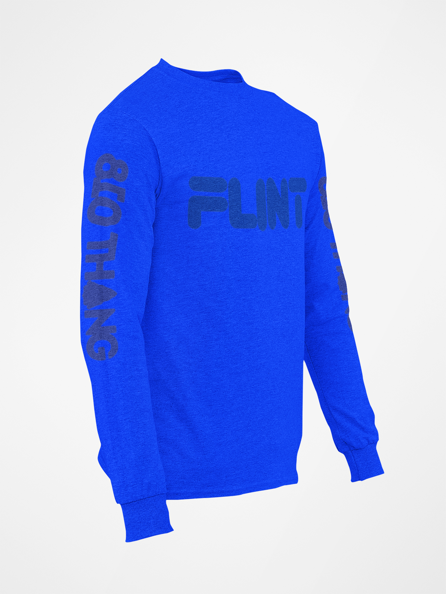 Long Sleeve 810 Thang Tee with Blue print.