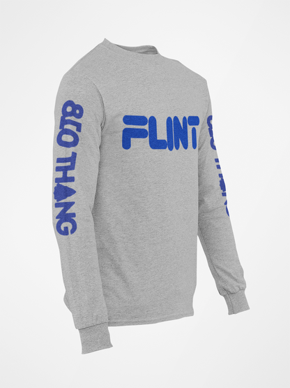 Long Sleeve 810 Thang Tee with Blue print.